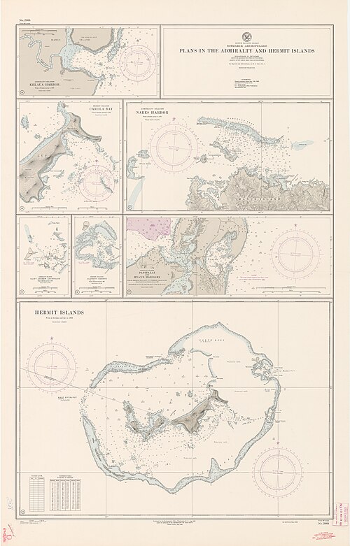 Wyspy Pustelnika, mapa nautyczna 1949