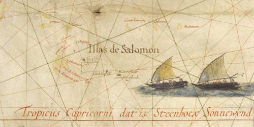 Mapa Pacyfiku Hessela Gerritsza 1622 - Wyspy Salomona