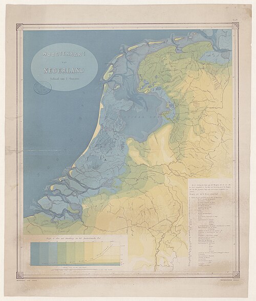 Mapa wysokościowa Niderlandów - Ministerstwo Wojny
