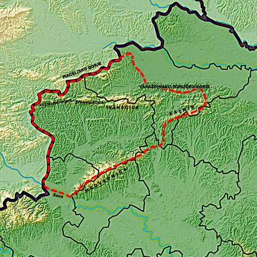 Mapa rzeźby Hrvatsko zagorje z napisami