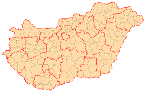 Mapa administracyjna Węgier