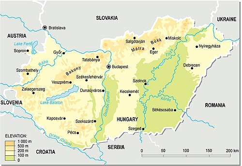 Mapa topograficzna Węgier