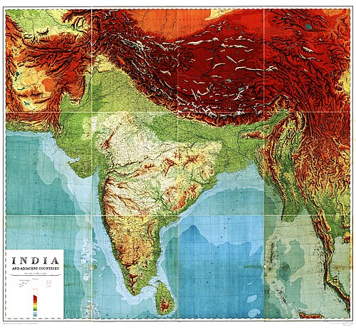 Mapa fizyczna Indii