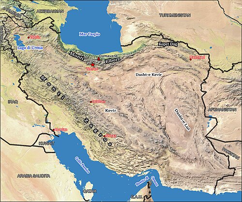Iran mapa fizyczna