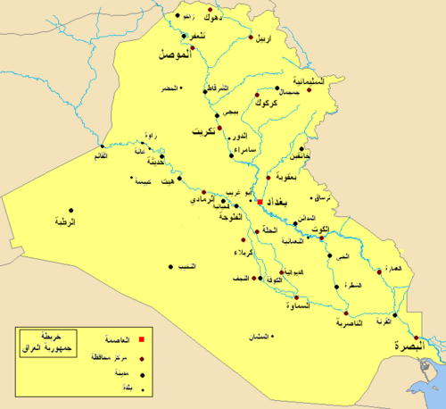 Mapa miast Iraku