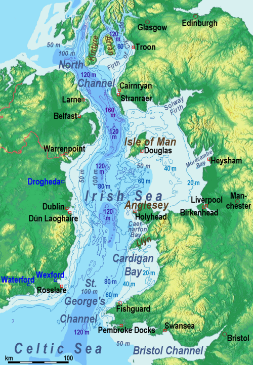 Mapa rzeźby Morza Irlandzkiego