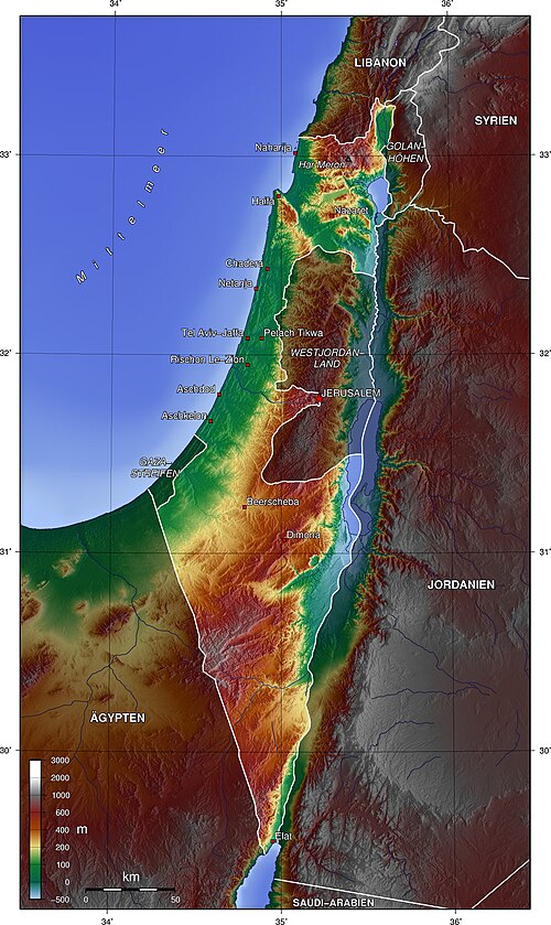 Mapa topograficzna Izraela (niemiecki)