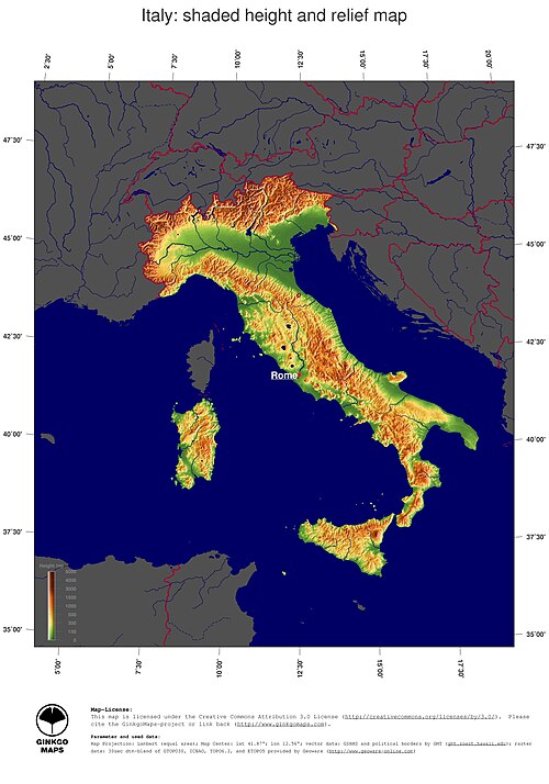 Mapa topograficzna Włoch