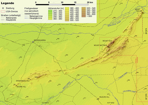 Mapa fizyczna Jack Hills