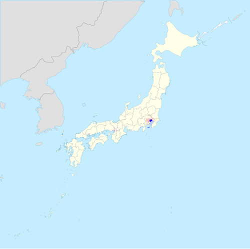 Mapa położenia miast Japonii