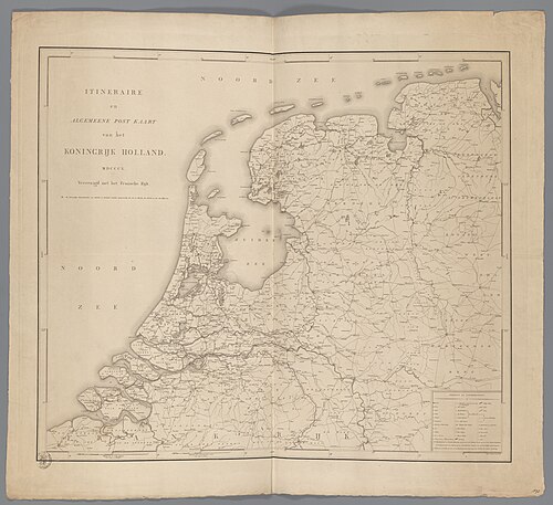 Mapa Niderlandów ze szlakami pocztowymi