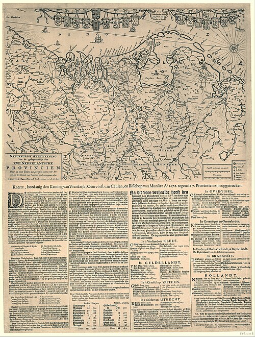 Mapa miast zdobytych przez Francuzów w 1672 roku