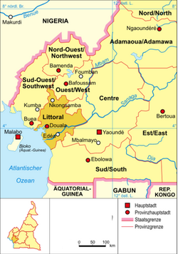 Kamerun - Mapa polityczna - Przybrzeżna
