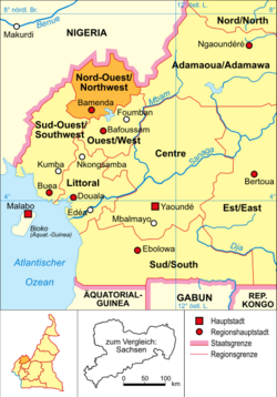 Kamerun - Mapa polityczna - Północny zachód