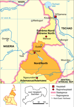 Kamerun - Mapa polityczna - Północ