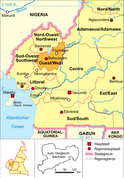 Kamerun - Mapa polityczna - Zachód