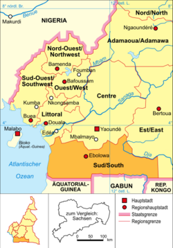 Kamerun - Mapa polityczna - Południe