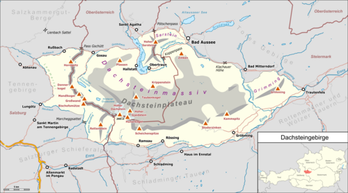 Mapa gór Dachstein
