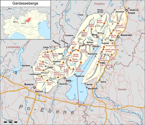 Mapa gór jeziora Garda