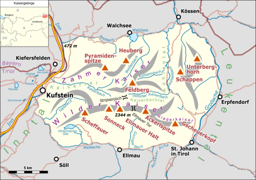 Mapa Kaisergebirge