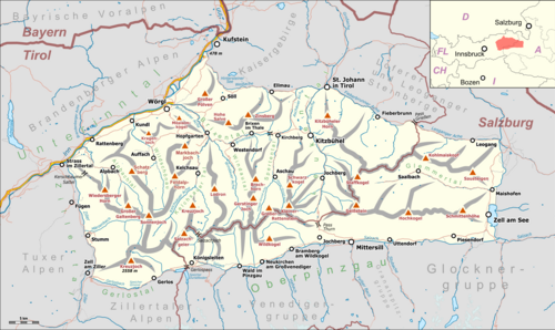 Mapa Alpy Kitzbühel
