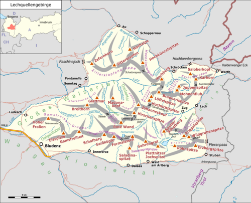 Mapa Lechquellengebirge