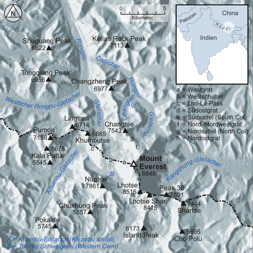 Mapa Mount Everest