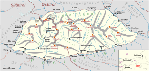Mapa Villgratner Berge