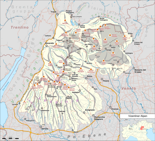 Mapa Alp Vicentyńskich
