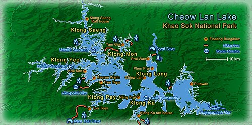 Mapa jeziora Khao Sok