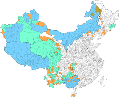 Regiony autonomiczne Chin z zielenią