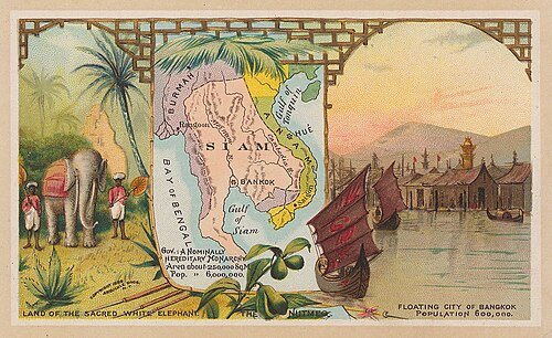Królestwo Siam - mapa artystyczna Bangkok (1889)