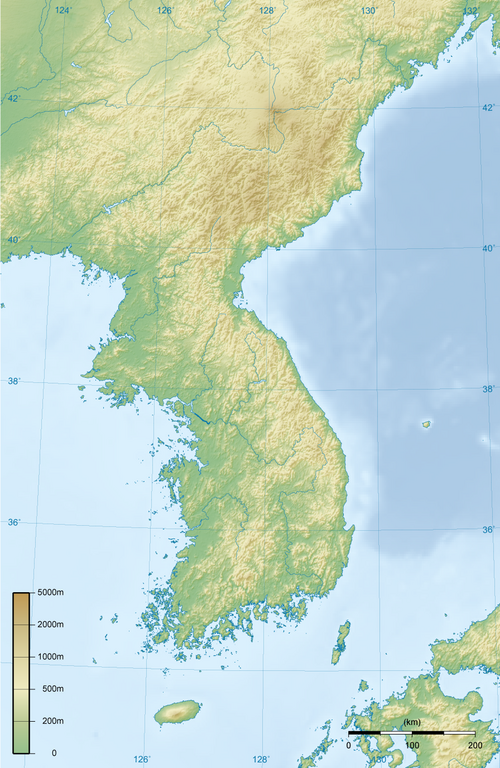 Mapa topograficzna Półwyspu Koreańskiego
