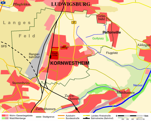 Mapa Kornwestheima