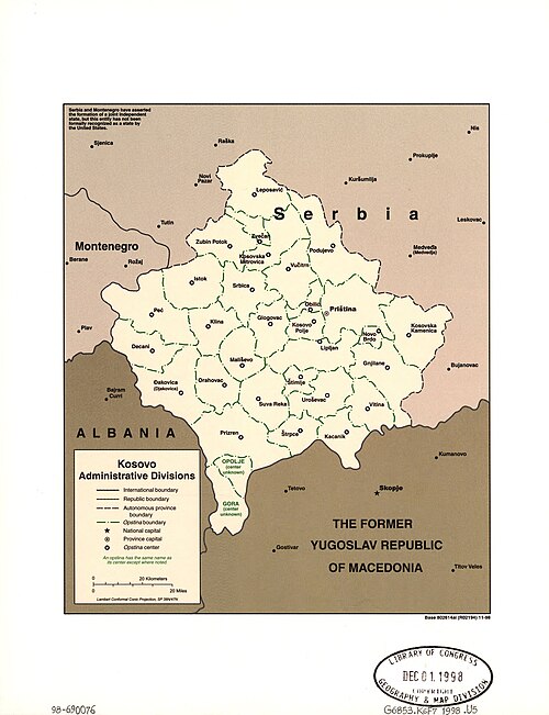 Kosovo, podział administracyjny