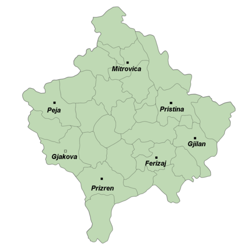 Mapa miast Kosovo