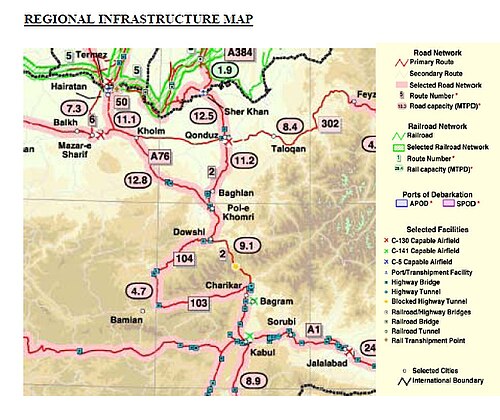 Mapa infrastruktury regionu Kunduz