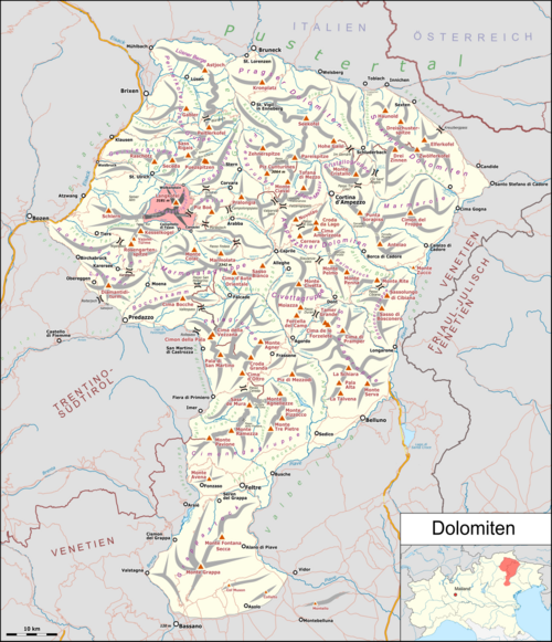 Mapa lokalizacyjna grupy Langkofel