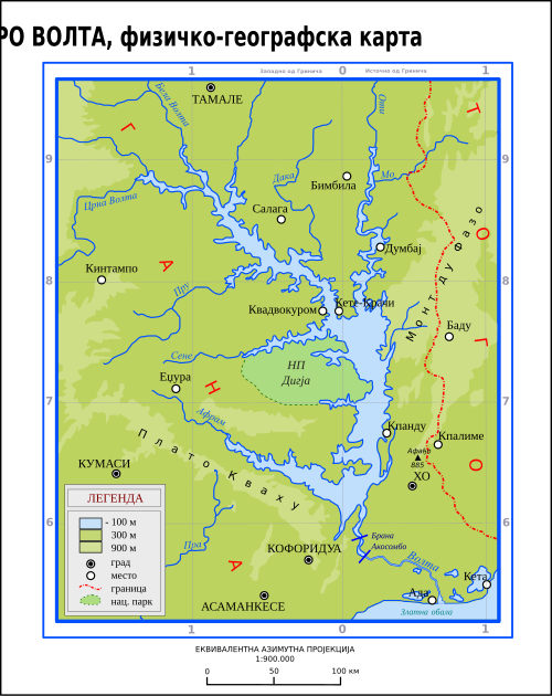 Mapa jeziora Volta