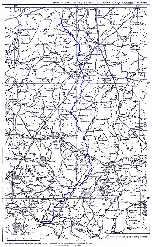 Mapa Łotwy-Rosja