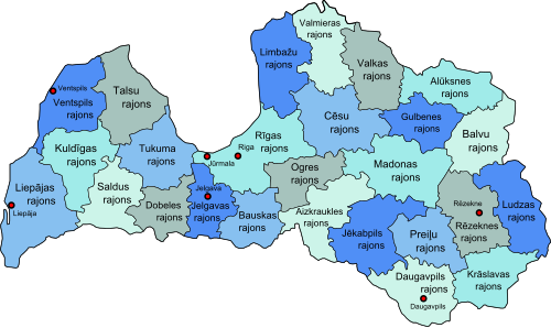 Okręgi Łotwy nazwane