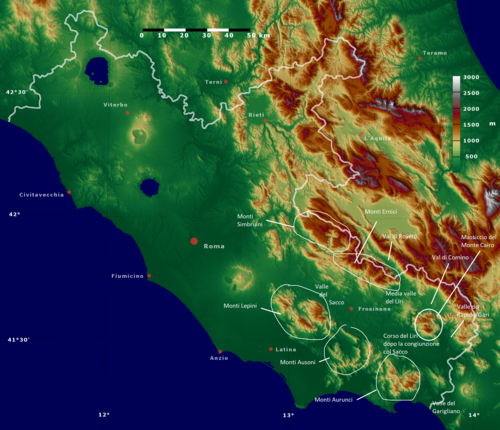 Lazio SRTM z adnotacjami
