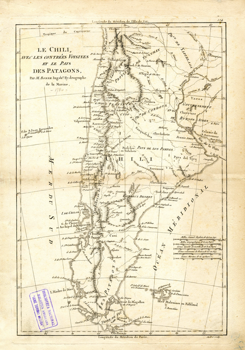 Chile z krajami sąsiednimi i Patagonią, M. Bonne