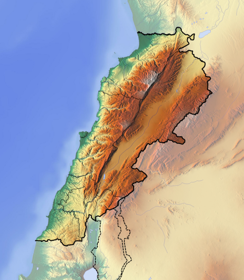 Mapa topograficzna Libanu