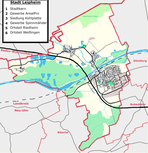 Mapa miasta Leipheima