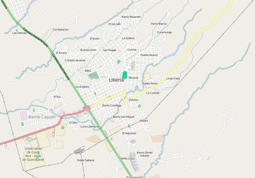 Liberia, Kostaryka - Plan miasta