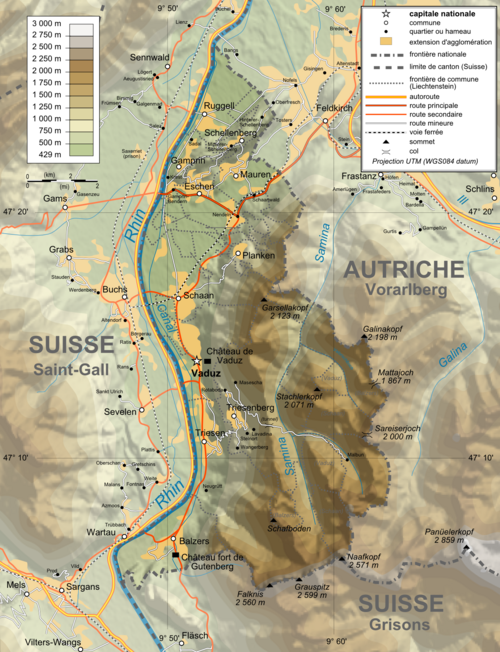 Mapa topograficzna Lichtensteinu