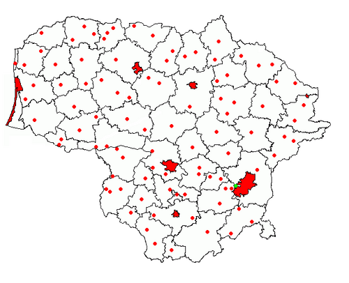 Litwa – Wszystkie miasta bez nazw