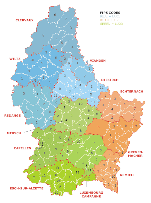 Luksemburg - podział administracyjny