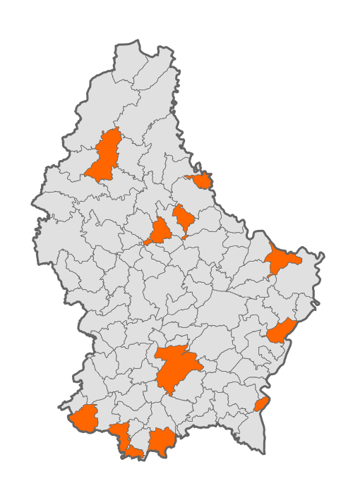 Miasta Luksemburga - mapa 2023
